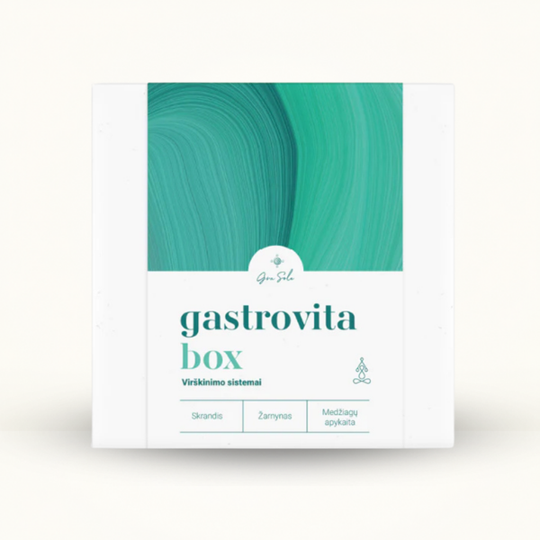 GraSole Gastrovita Box – produktų rinkinys skrandžio, žarnyno ir virškinimo sistemos palaikymui.