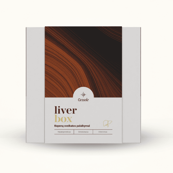 LIVER BOX kepenų sveikatos rinkinys – natūralūs papildai ir produktai kepenų veiklai, organizmo detoksikacijai, virškinimui ir bendrai gerai savijautai palaikyti | GraSole