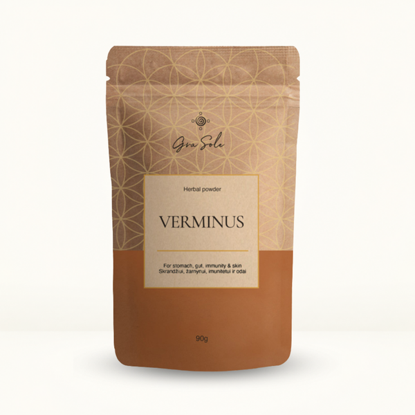 VERMINUS natūralus žolelių mišinys virškinimo sistemos, žarnyno, imuniteto ir odos būklės palaikymui, skirtas kasdieniam mitybos papildymui | GraSole